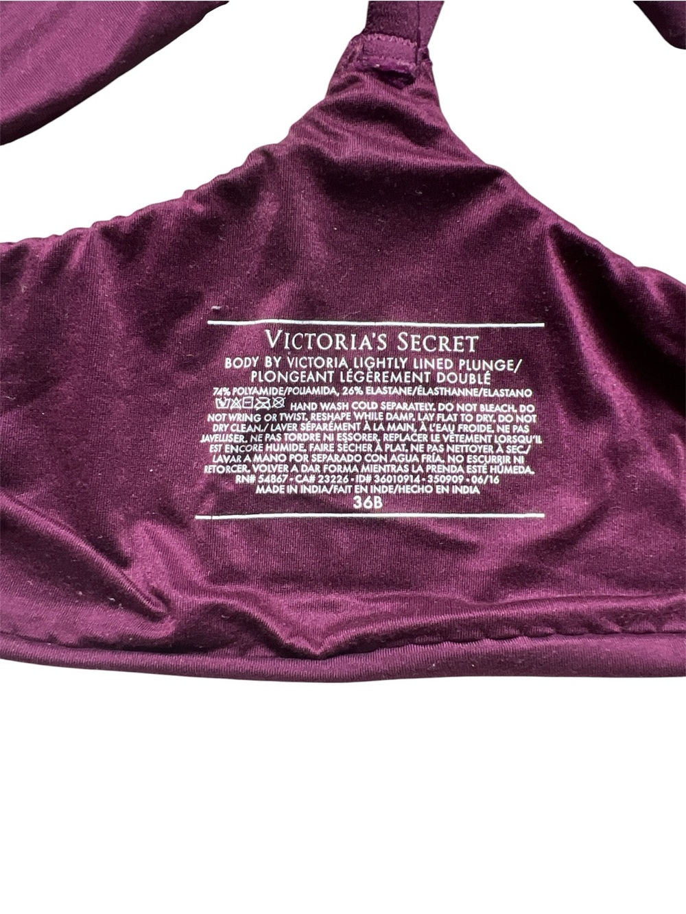 Victoria's Secret Body by Victoria Smooth Plunge Bra in Plum 36B - Picture 2 of 7